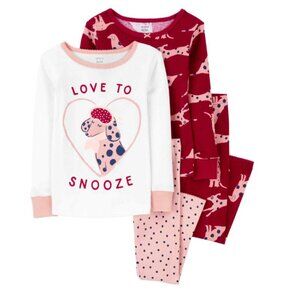 ❤ NWT Carter's 4 pieces Girl Pajama Puppy Love to Snooze Set